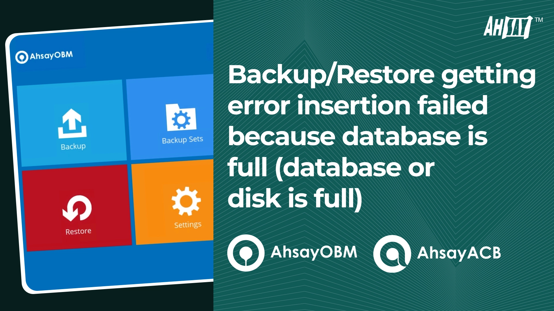 Backup / Restore getting error insertion failed because database is full (database or disk is full)