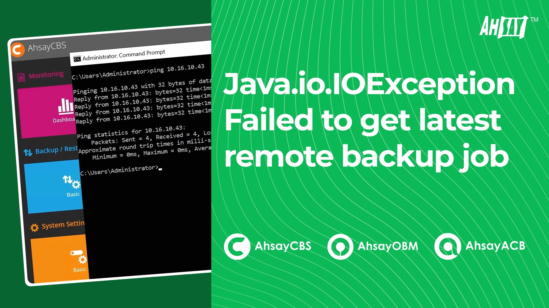 Java.io.IOException Failed to get latest remote backup job