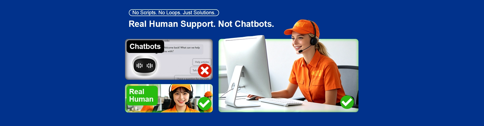 Comparison of Ahsay support, staffed by real human support agents verses other providers that rely on chatbots