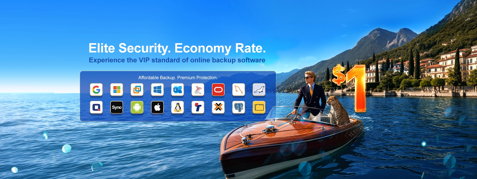 Using Ahsay's $1 online software backup is like enjoying an elite life at an affordable price with all-platform protection.