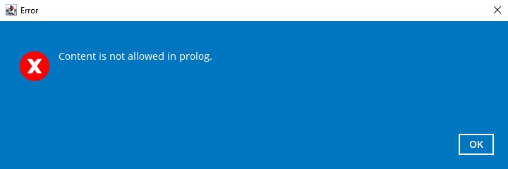 Content is not allowed in prolog error