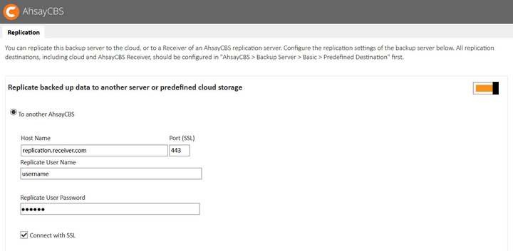 AhsayCBS replication settings