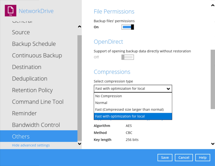 Data Compressions Settings