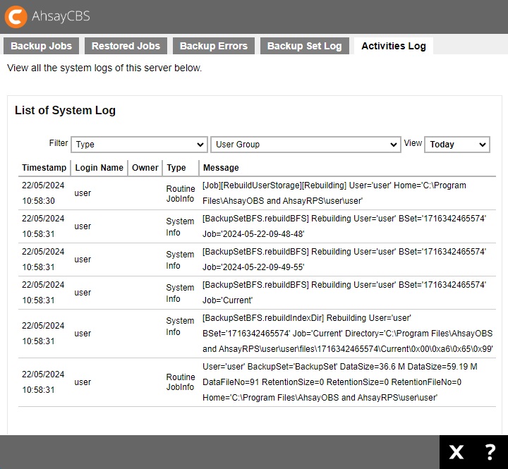 Rebuild Job Logs