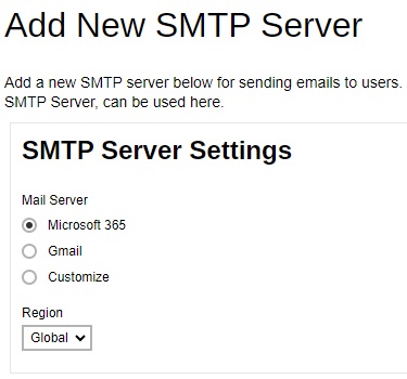 SMTP Server Settings