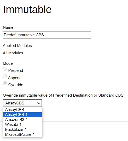 Immutable Predefined Destination