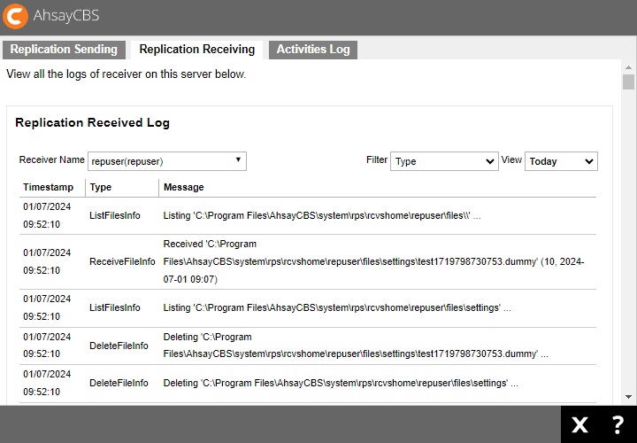 Replication Receiving