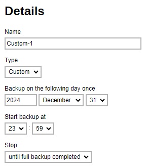 Custom Backup Schedule