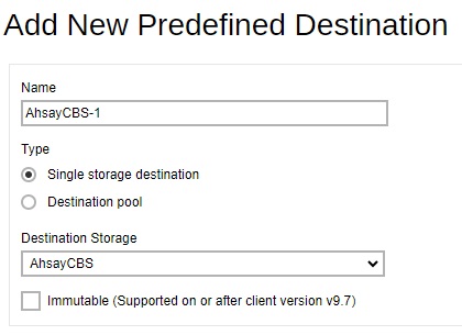 Add New Predefined Destination