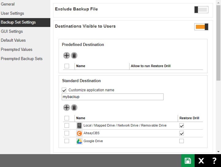 Customized Folder in Standard Destination