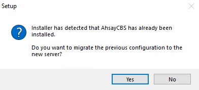 Existing AhsayCBS Installation Detected