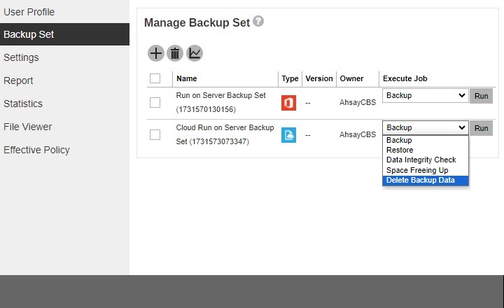 Delete Backup Data