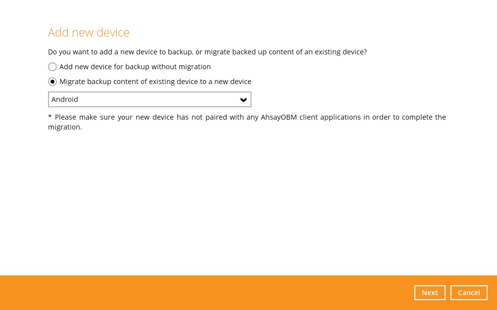 Migrate backup content