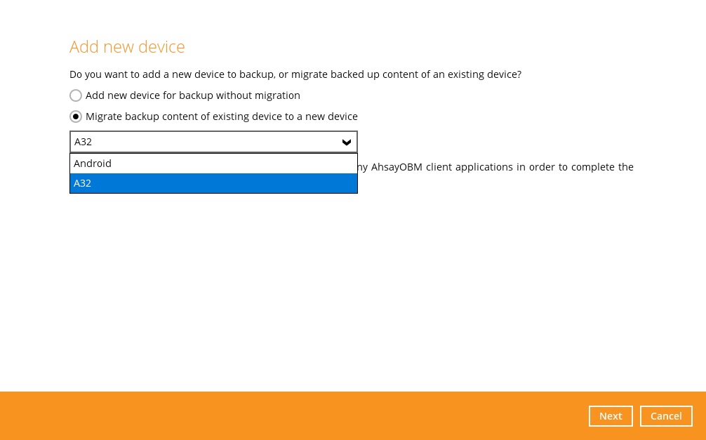 Migrate backup content