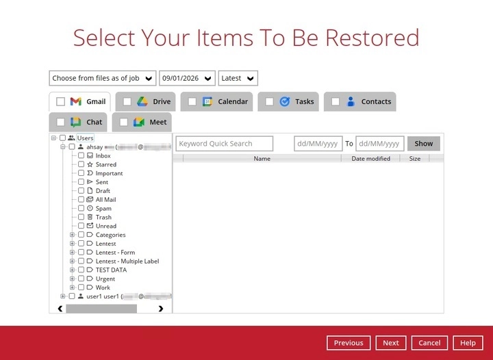 Items to Restore