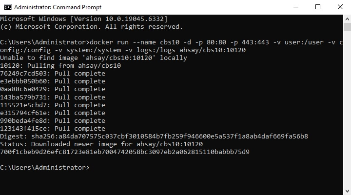 Create AhsayCBS Container in Docker Desktop