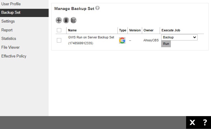 Backup Set Created