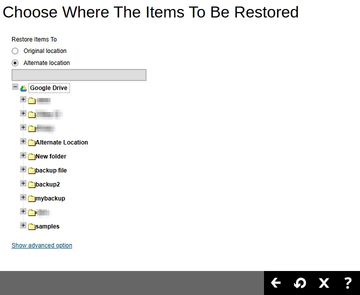 Restore Items to Alternate Location