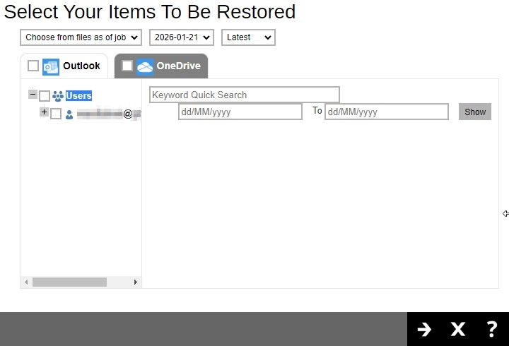Select Items To Restore