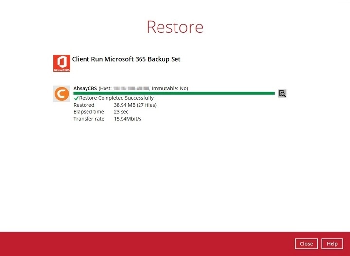 Restore Completed