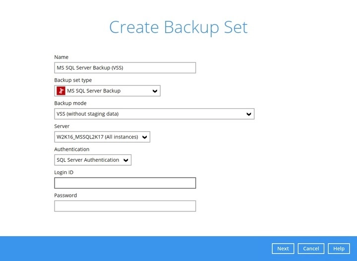 Create Backup Set