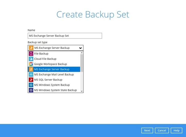 Create backup set