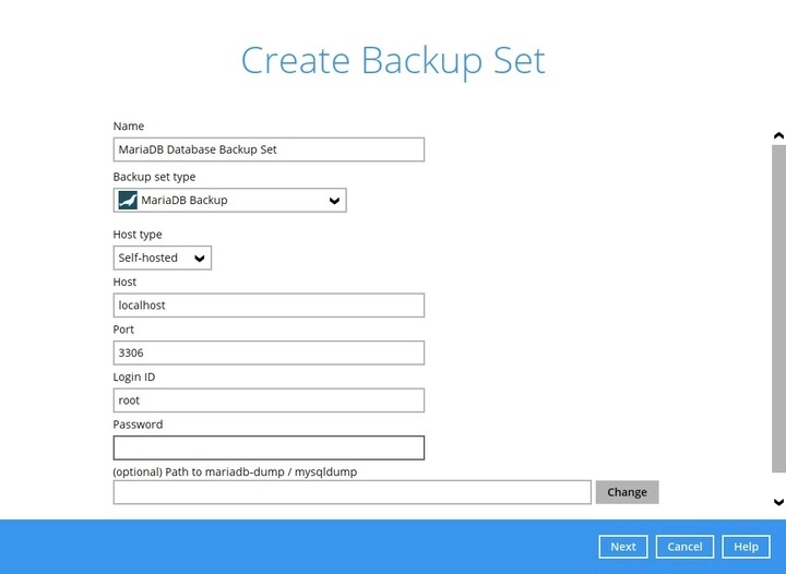 Create backup set