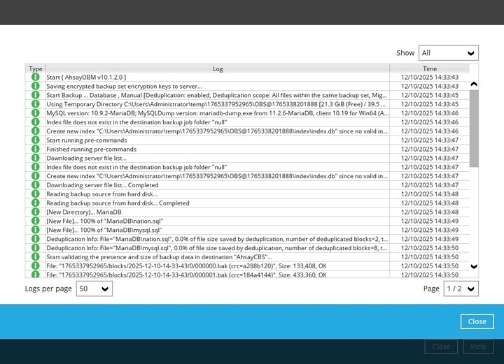 Backup Logs