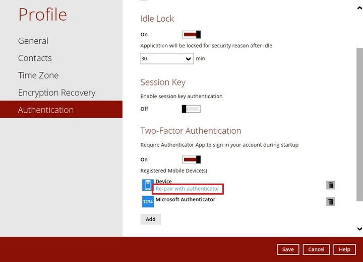 re-pair with Authenticator
