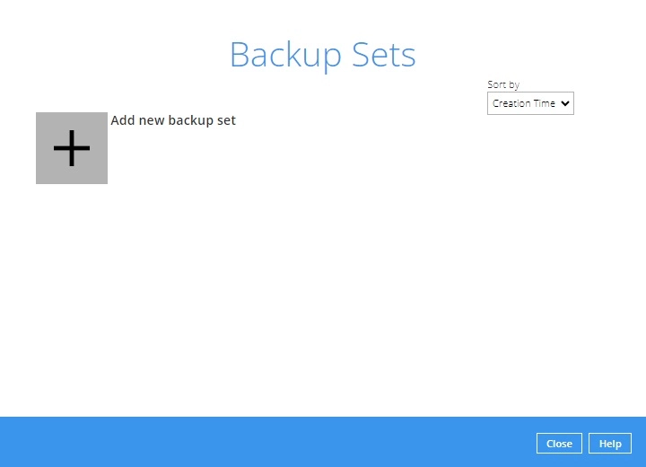 Add new backup set