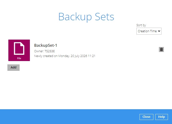 Backup Set Created