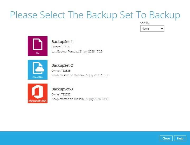 Select Backup Set