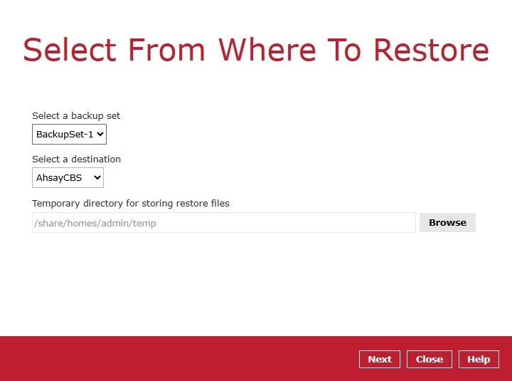 Select Backup Set