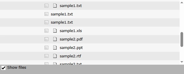 List of files