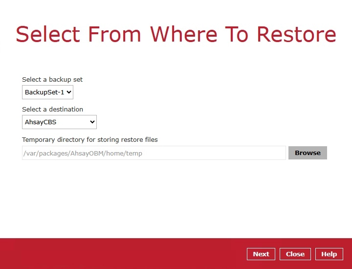 Select Backup Set