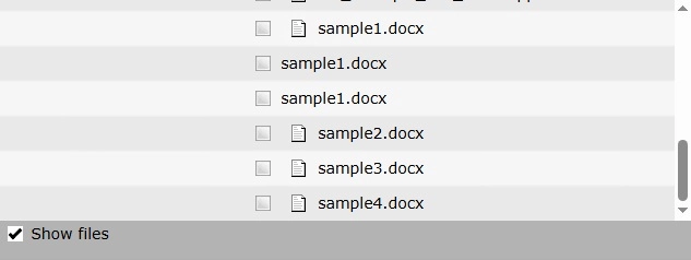 List of files
