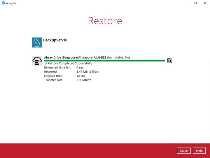 Restore completed