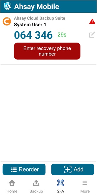 Recovery Phone Number Registration