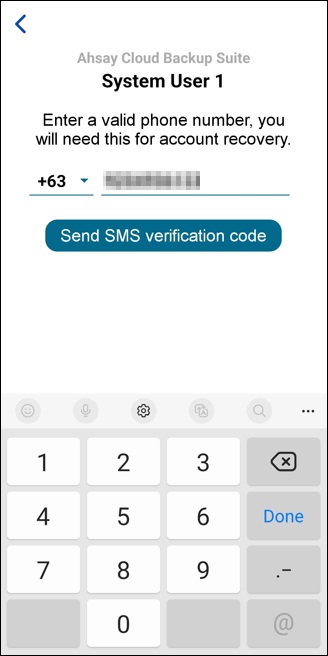 Recovery Phone Number Registration