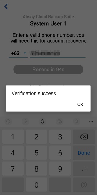 Recovery Phone Number Registration