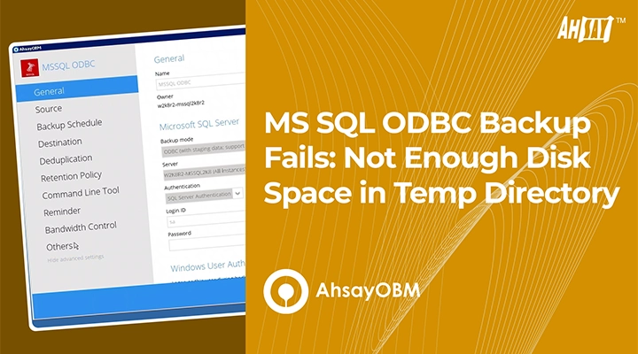MS SQL ODBC Backup Fails Not Enough Disk Space in Temp Directory